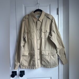 Vintage 80s LL Bean Safari Button Up Khaki Utility Outdoors Chore Jacket Coat L
